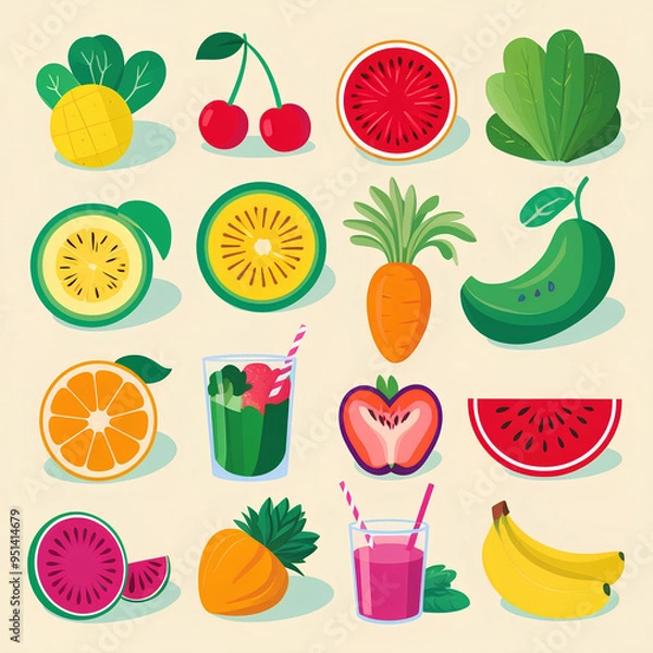 Obraz Healthy Food Illustrations