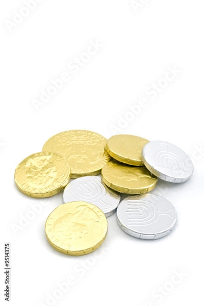 Obraz hanukkah gelt - chocolate coines isolated on white
