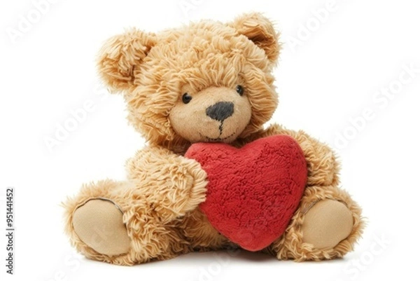 Fototapeta Adorable teddy bear holding heart