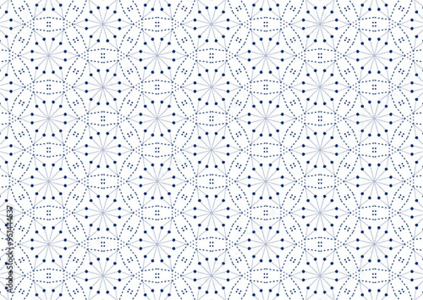 Obraz white and blue background abstract doodle art pattern seamless pattern with circles