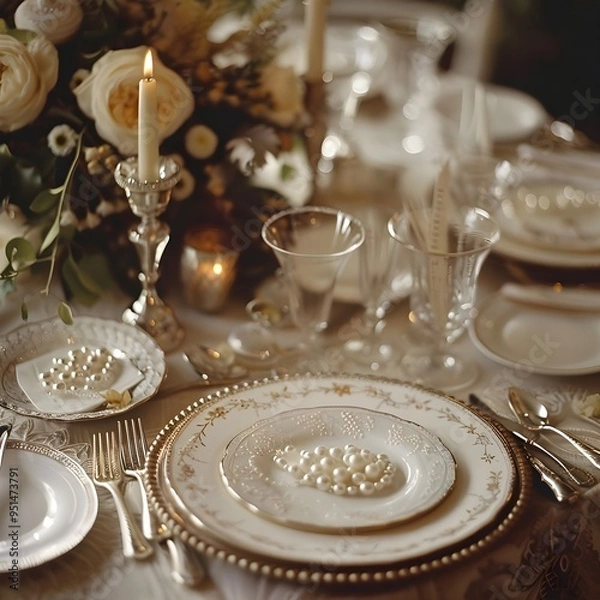 Obraz christmas table setting,Brilliant Dinner Table Decoration,