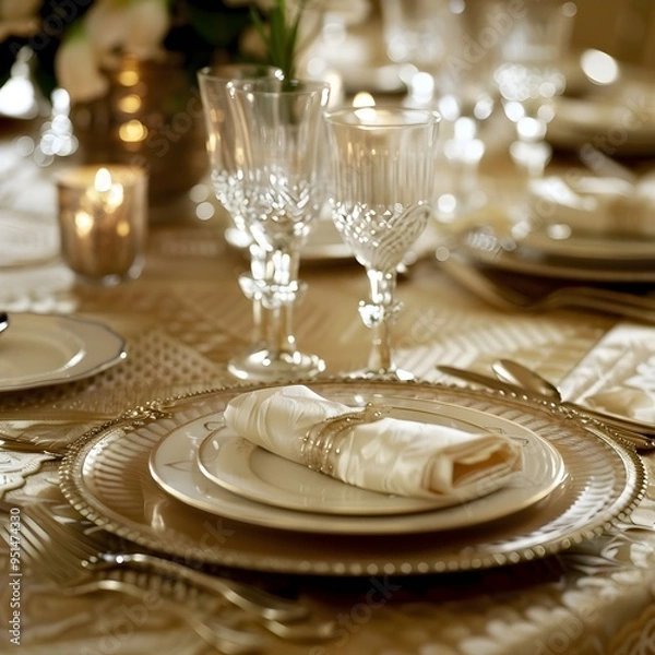 Obraz christmas table setting,Brilliant Dinner Table Decoration,