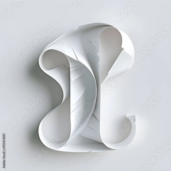 Obraz Curved White Letter l Abstract 3d Rendering Illustration
on white back ground,