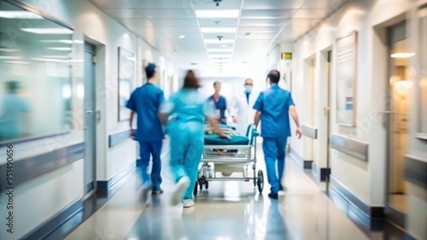 Fototapeta "Emergency Room Staff Blur" – A blurred image showing emergency room staff in action, emphasizing urgency and care.

