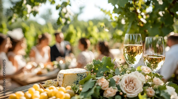 Obraz A vineyard wedding with the couple exchanging vows