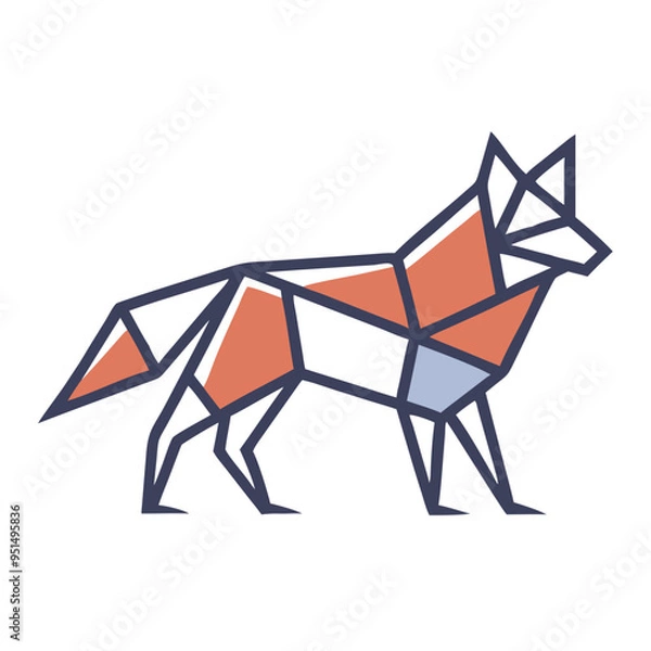 Fototapeta Geometric Wolf Illustration in - Monochromatic Vector Design