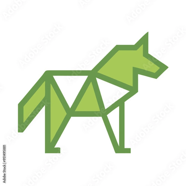 Fototapeta Geometric Wolf Illustration in - Monochromatic Vector Design