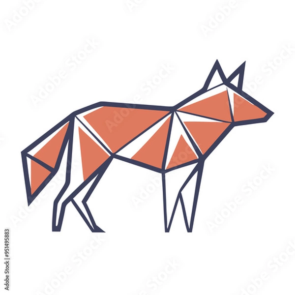 Fototapeta Geometric Wolf Illustration in - Monochromatic Vector Design