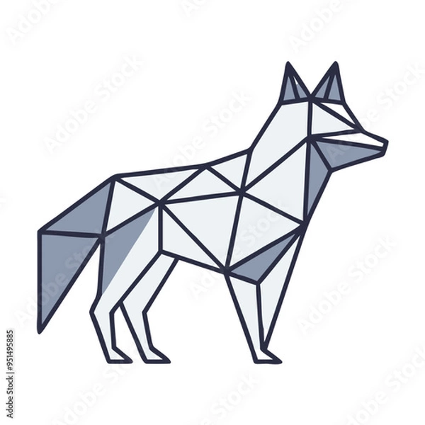 Fototapeta Geometric Wolf Illustration in - Monochromatic Vector Design