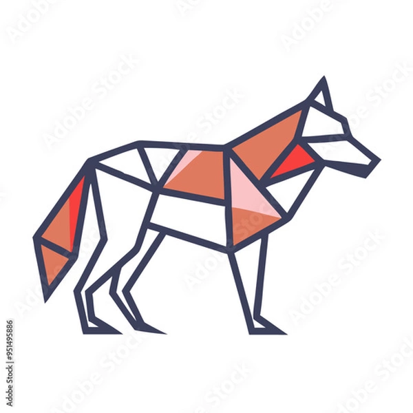 Fototapeta Geometric Wolf Illustration in - Monochromatic Vector Design