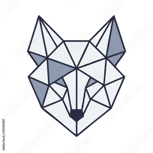 Fototapeta Geometric Wolf Illustration in - Monochromatic Vector Design