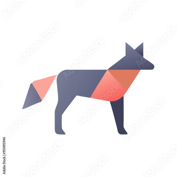 Fototapeta Geometric Wolf Illustration in - Monochromatic Vector Design