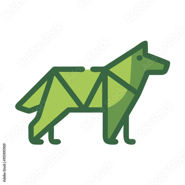 Fototapeta Geometric Wolf Illustration in - Monochromatic Vector Design