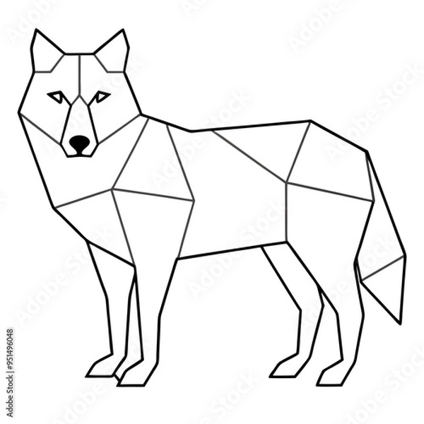 Fototapeta Geometric Wolf Illustration in - Monochromatic Vector Design