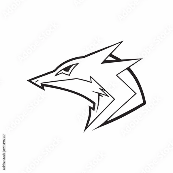 Fototapeta Geometric Wolf Illustration in - Monochromatic Vector