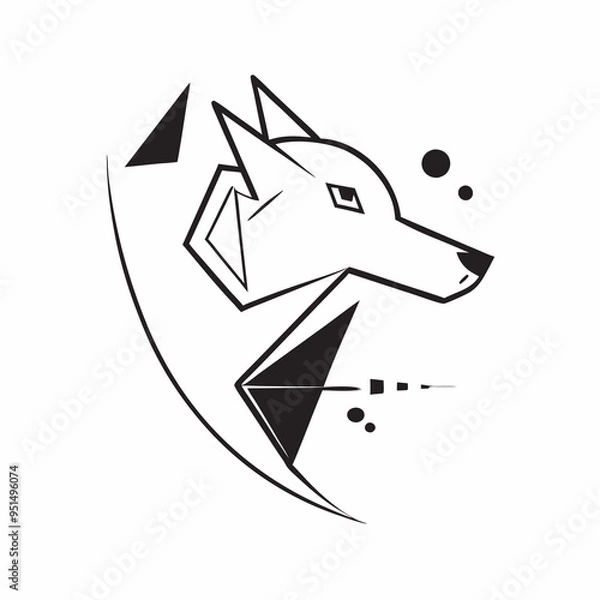 Fototapeta Geometric Wolf Illustration in - Monochromatic Vector Design