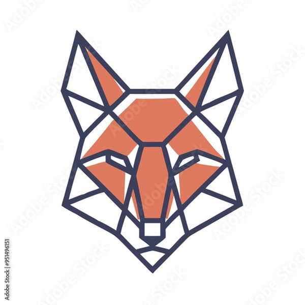 Fototapeta Geometric Wolf Illustration in - Monochromatic Vector Design