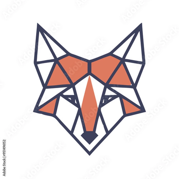 Fototapeta Geometric Wolf Illustration in - Monochromatic Vector Design