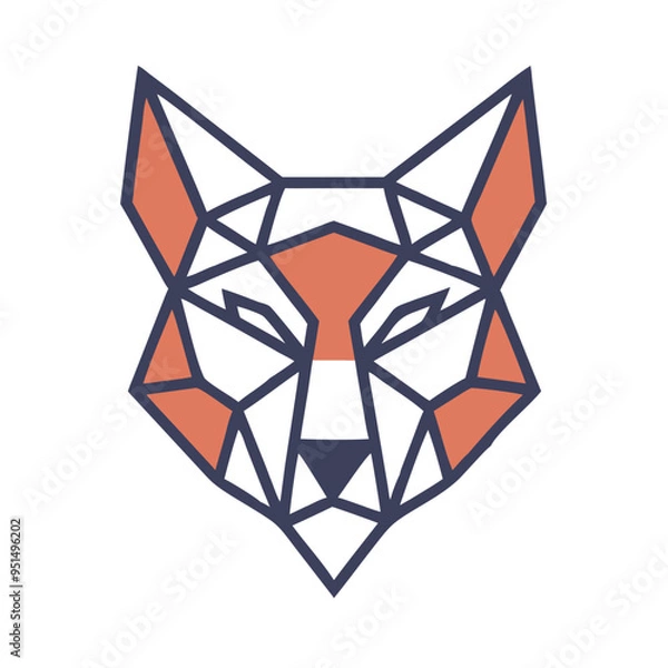 Fototapeta Geometric Wolf Illustration in - Monochromatic Vector Design