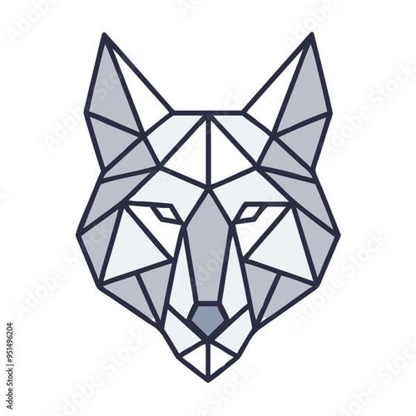 Fototapeta Geometric Wolf Illustration in - Monochromatic Vector Design