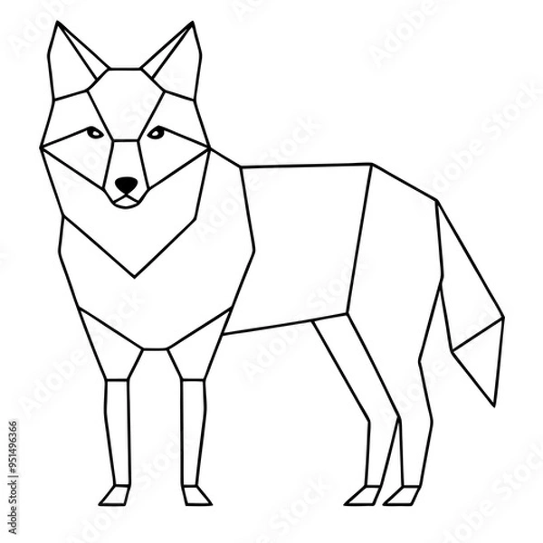 Fototapeta Geometric Wolf Illustration in - Monochromatic Vector