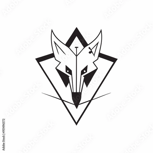 Fototapeta Geometric Wolf Illustration in - Monochromatic Vector Design