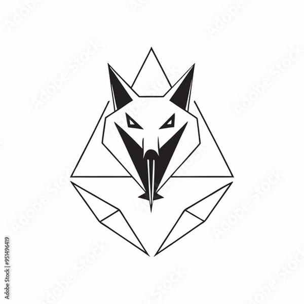 Fototapeta Geometric Wolf Illustration in - Monochromatic Vector