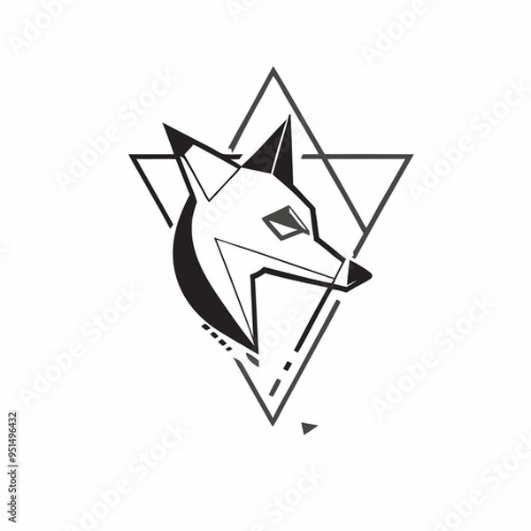 Fototapeta Geometric Wolf Illustration in - Monochromatic Vector Design