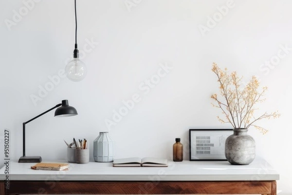 Obraz Eclectic Interior Design Style of a working room furniture table lamp.