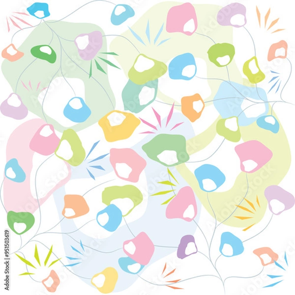 Obraz Modern floral pattern. Doodle style vector illustration. Creative collage.