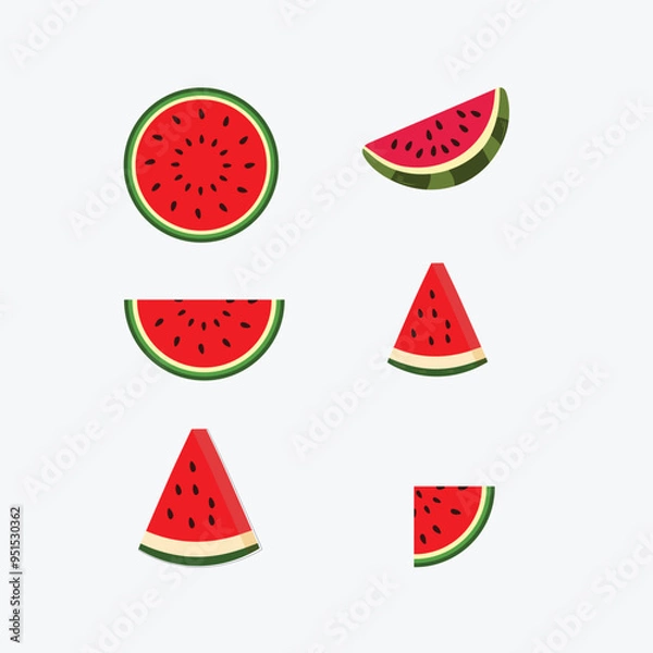 Obraz Cute Watermelon Fruit  Vector Icon Illustration Fruit Summer Icon  Vector