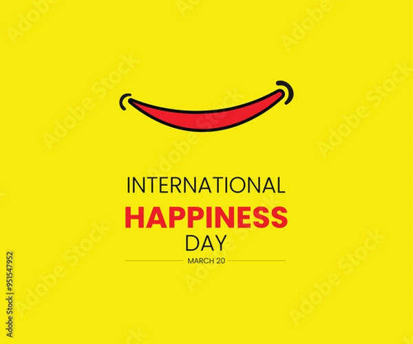 Fototapeta World Happiness Day with Smiling Face Flat Cartoon Background Hand Drawn Templates Illustration 