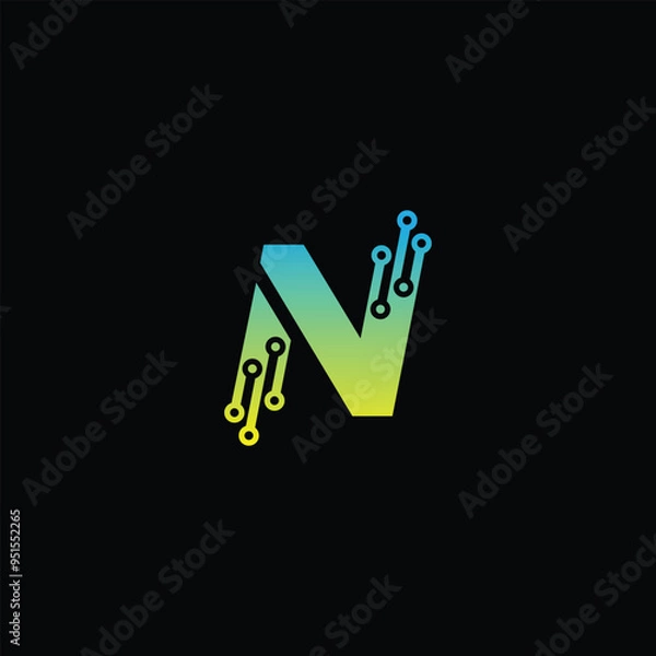 Obraz letter N tech logo design template, N tech logo, N technology vector