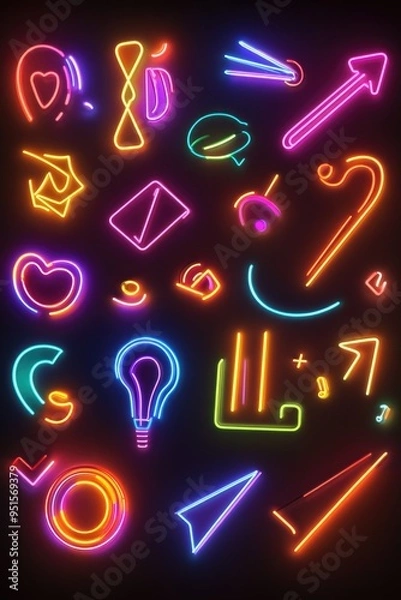 Obraz Neon Signs Black Background