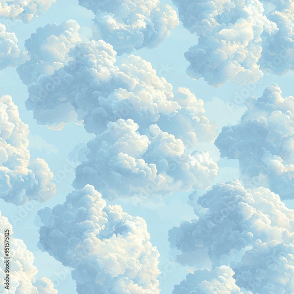 Obraz アニメ風の冬の朝の高積雲（ひつじぐも/こうせきうん）風パターン