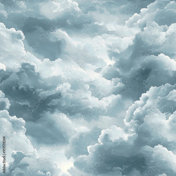 Fototapeta アニメ風の夏の昼の高層雲（おぼろぐも/こうそううん）風パターン