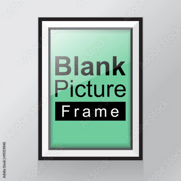 Fototapeta Empty frame template on with shadow on the wall