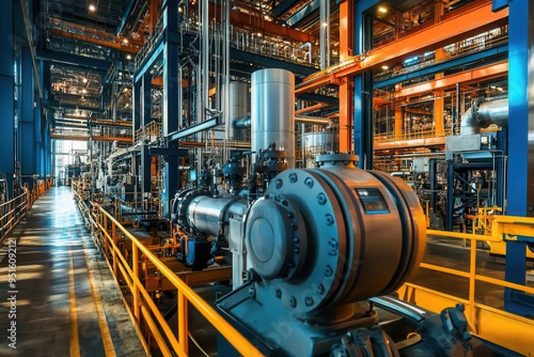 Obraz An AIpowered predictive maintenance system in a hightech industrial setting, symbolizing efficiency and reliability through AI