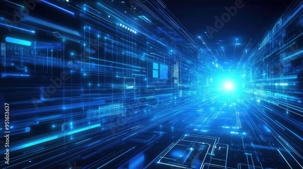 Fototapeta Future technology line background and light effect