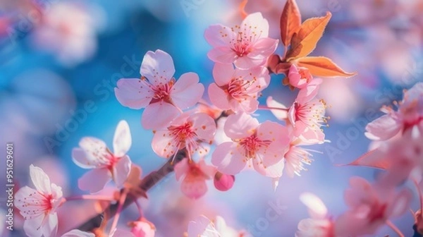 Fototapeta Macro Shot of Numerous Blooms with Foliage