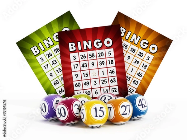 Obraz Karta Bingo i piłki z numerami