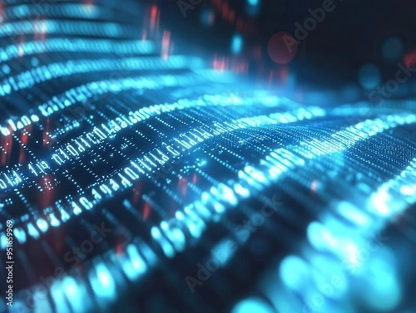 Obraz Abstract Blue Binary Code Background - Digital Technology Concept.