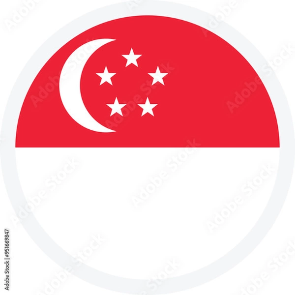 Obraz Flag of Singapore. Round icon on transparent background