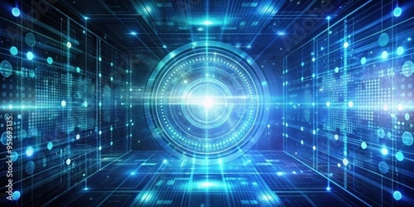 Fototapeta Abstract technology background with digital code and futuristic elements, technology, abstract, background, digital