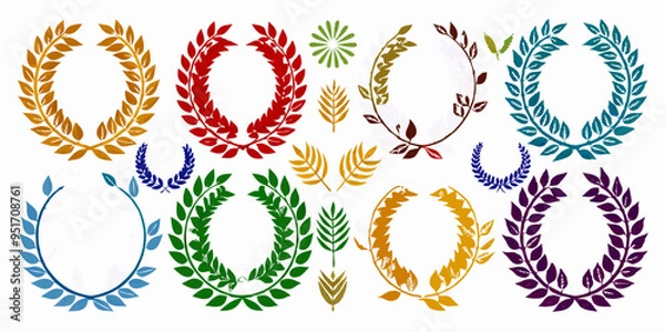 Obraz Laurel wreath silhouette vector collection