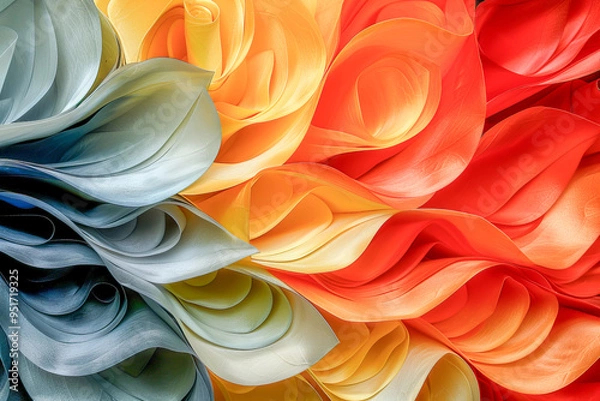 Fototapeta Abstract background forming colorful wavy pattern with paper