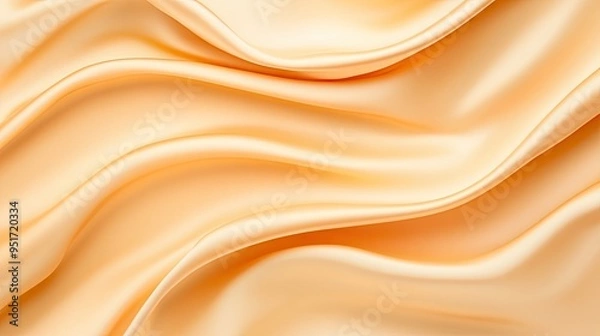 Fototapeta Elegant soft satin fabric in a warm peach tone, showcasing smooth, flowing textures that evoke luxury and sophistication.