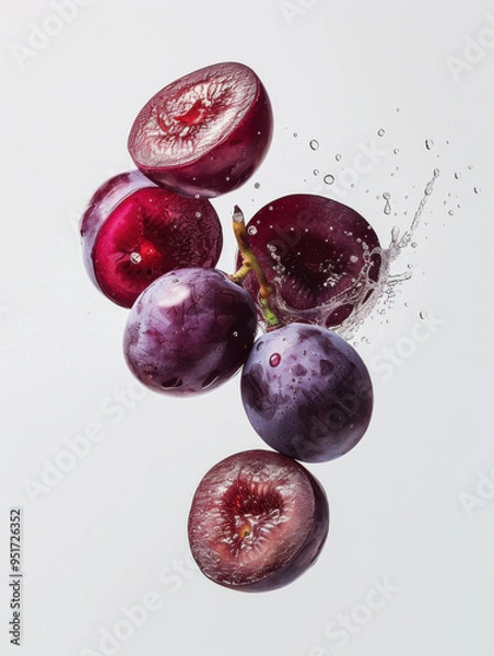 Obraz Aesthetic falling red grape background