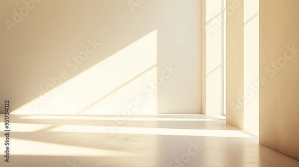 Fototapeta 3d background products display scene with sunlight. background. Stage showcase on pedestal display beige studio