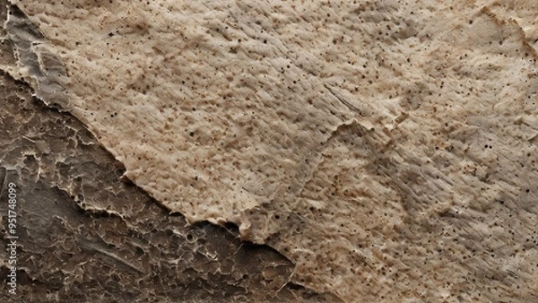 Fototapeta Close-up shot of a light beige and dark brown textured surface, resembling a thick cream or paste.  The surface has a rough, uneven texture, with visible swirls and lines. 